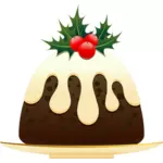 Christmas pudding with mistletoe vector graphics