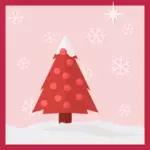 Weihnachtsbaum im Schnee Grußkarte Vektor-ClipArt