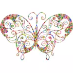 彩色瓷砖繁盛蝴蝶剪影