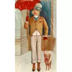 Vintage-Mann und Hund