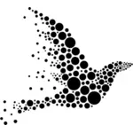 Vector clip art of bird silhouette drawn from black dots