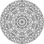 Ornamento circular preto e branco