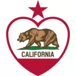 Kalifornien republikens flagga i hjärta form vektor bild