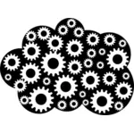 Cloud with gears vector silhouette