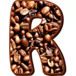 Letra R em grãos de café