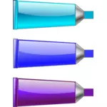 Tuburi de culoare cyan, albastru şi violet