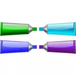 Image de tubes de couleur vert, bleu, pourpre et cyan