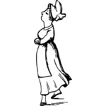 Proud servant lady cartoon drawing