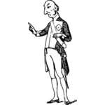 Vector afbeelding van koning Kasteel man praten met de ene hand naar voren wijzen