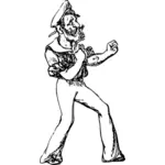 Imagine vectorială de personaj de desene animate vechi om gata de lupta