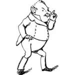 Grafiikka lihavasta miehestä kävelemässä sarjakuvahahmoa