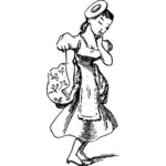 Vector graphics of maid girl comic character