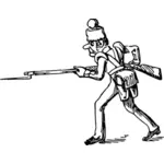 Vector illustraties van een soldaat in strijd