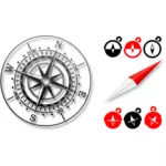 Vector graphics of various compass symbols