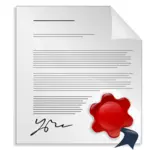 Document met handtekening en verzegel vector afbeelding