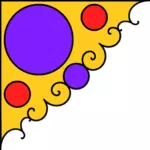 Vector illustration of corner decoration in yellow, purple and red