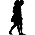 Jungen und Mädchen zu Fuß silhouette
