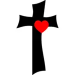 Croce con illustrazione vettoriale di cuore