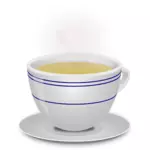 Image vectorielle d'une simple tasse de thé fumante avec une soucoupe