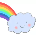 可爱云与彩虹矢量图像