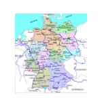 Poliittinen kartta Saksan vektoripiirustus