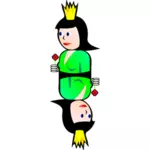 Dubbele koningin van Clubs cartoon vectorafbeeldingen