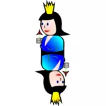 Dubbele Queen of Diamonds cartoon vector illustraties