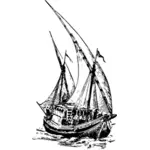 Gamle illustrasjon av en elv skip