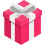 Векторные картинки Розовая Подарочная коробка с белой лентой