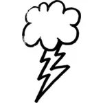 Vector graphics of small cloud with thunder weather icon
