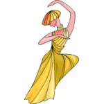 Tanssija kultaisessa mekossa
