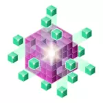 Фиолетовый и зеленый кубов