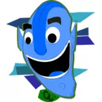 Vektor seni klip karakter kepala besar biru