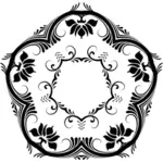 Vector gráficos de cinco flor de decoração meio círculo