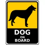 Hund an Bord Zeichen-Vektor-Bild