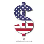 Dollarn symbol med amerikanska flaggan