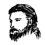 Długowłosy mężczyzna z grafiką wektorową broda