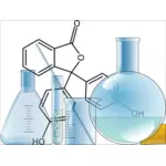 Chemie instrumenten met een molecuul achtergrond vector image
