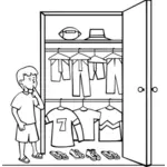 Vector graphics of kid choosing what to wear