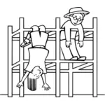 Kids on a jungle gym vector drawing