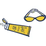 Sunscreen and sunglasses vector illustration