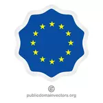 Rund klistermärke med flagga EU