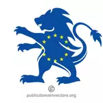 यूरोपीय संघ के ध्वज के साथ शेर सिल्हूट