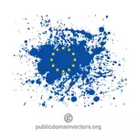 잉크에 있는 유럽 연합의 국기 뿌리기