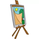 Easel with kids painting vector image
