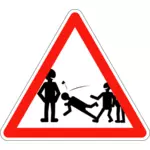 Vector image of school violence warning road sign