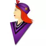 صورة متجهة لامرأة أنيقة مع قبعة أرجوانية