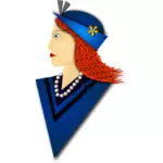 Vektorgrafikk av elegante kvinne med mørkeblå lue