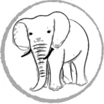 Line art vector illustration elephant sitting