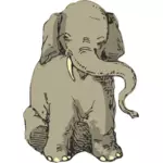Duduk gajah vektor sketsa